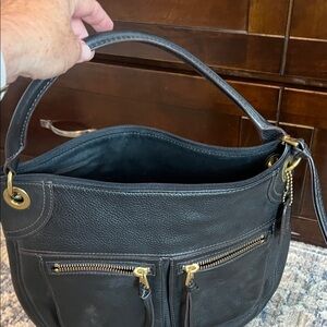 Fossil Black Leather Bag with Gold Hardware
